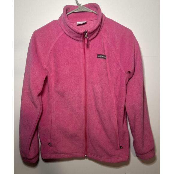 Columbia Jacket Girls Large Pink Outdoors Fleece Full Zip Pockets Youth XL Pink - Picture 1 of 4